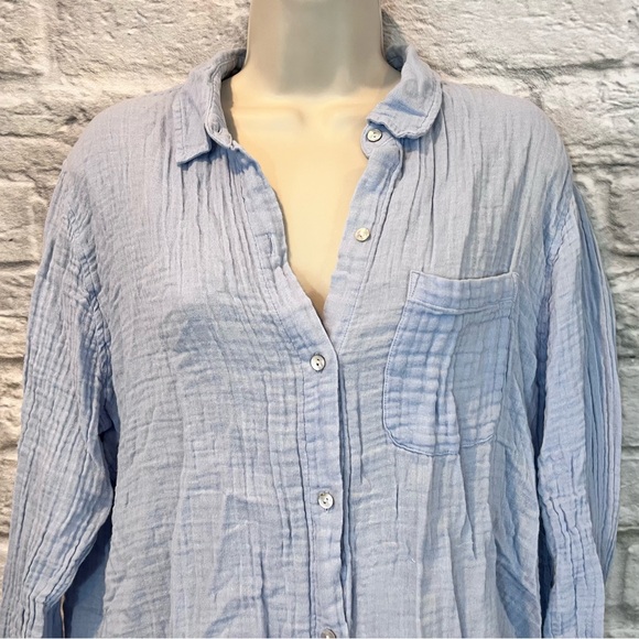 Rails Women’s L Ellis Bluebell Cotton Gauze Long Sleeve Button Up Blouse - Picture 5 of 13
